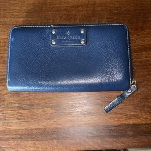 Kate Spade New York Wellesley Neda Continental Zip Wallet Navy Leather